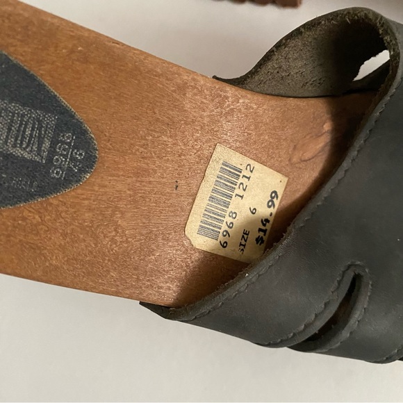 Vintage Leather Collection chunky mule grommet slide sandal heel 37 6 - Picture 7 of 15